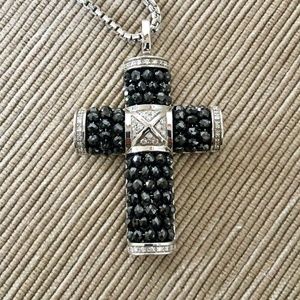 Zancan Men's 5.30 ct Black Diamonds Cross Necklace